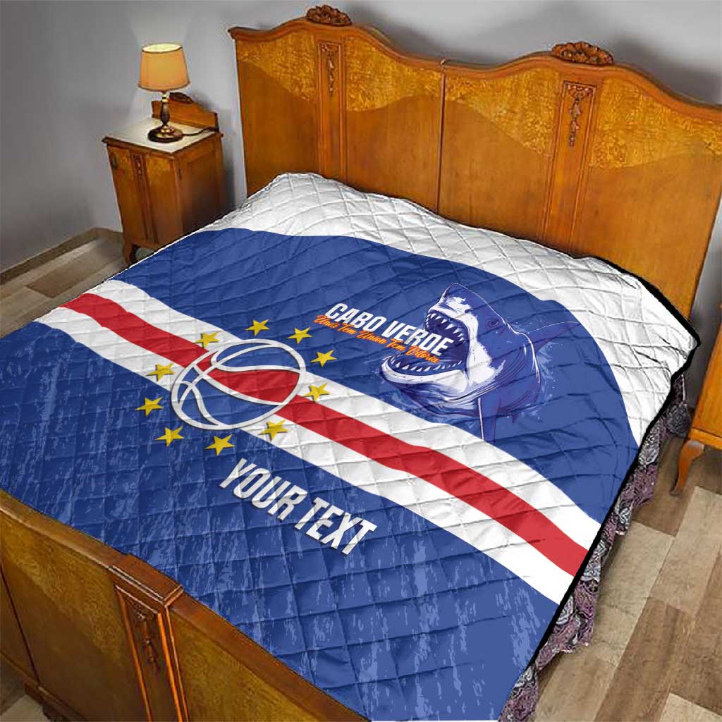 Afro Basketball Custom Cape Verde Quilt Come On Blue Sharks - African Pride