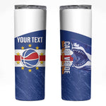 Afro Basketball Custom Cape Verde Skinny Tumbler Come On Blue Sharks - African Pride
