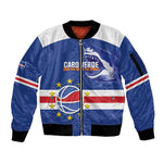 Afro Basketball Custom Cape Verde Sleeve Zip Bomber Jacket Come On Blue Sharks - African Pride