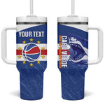 Afro Basketball Custom Cape Verde Tumbler With Handle Come On Blue Sharks - African Pride