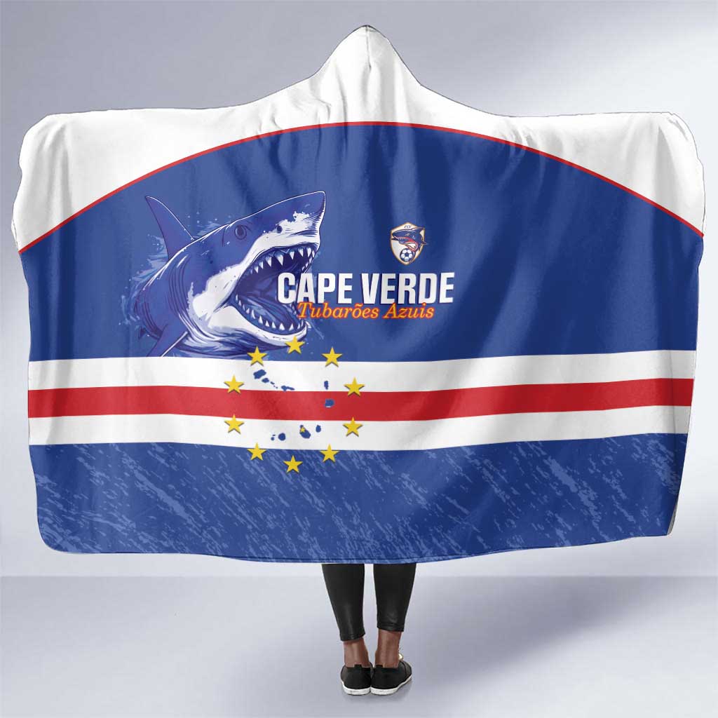 Cape Verde Football Hooded Blanket Come On Tubaroes Azuis Shark - African Pride