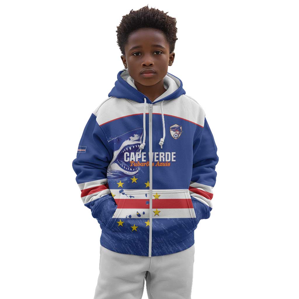 Cape Verde Football Custom Kid Hoodie Come On Tubaroes Azuis Shark - African Pride