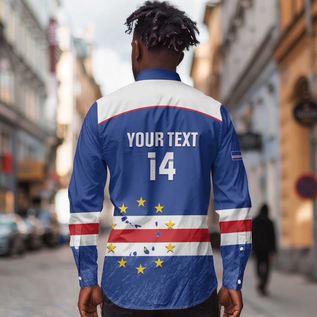 Cape Verde Football Custom Long Sleeve Button Shirt Come On Tubaroes Azuis Shark - African Pride