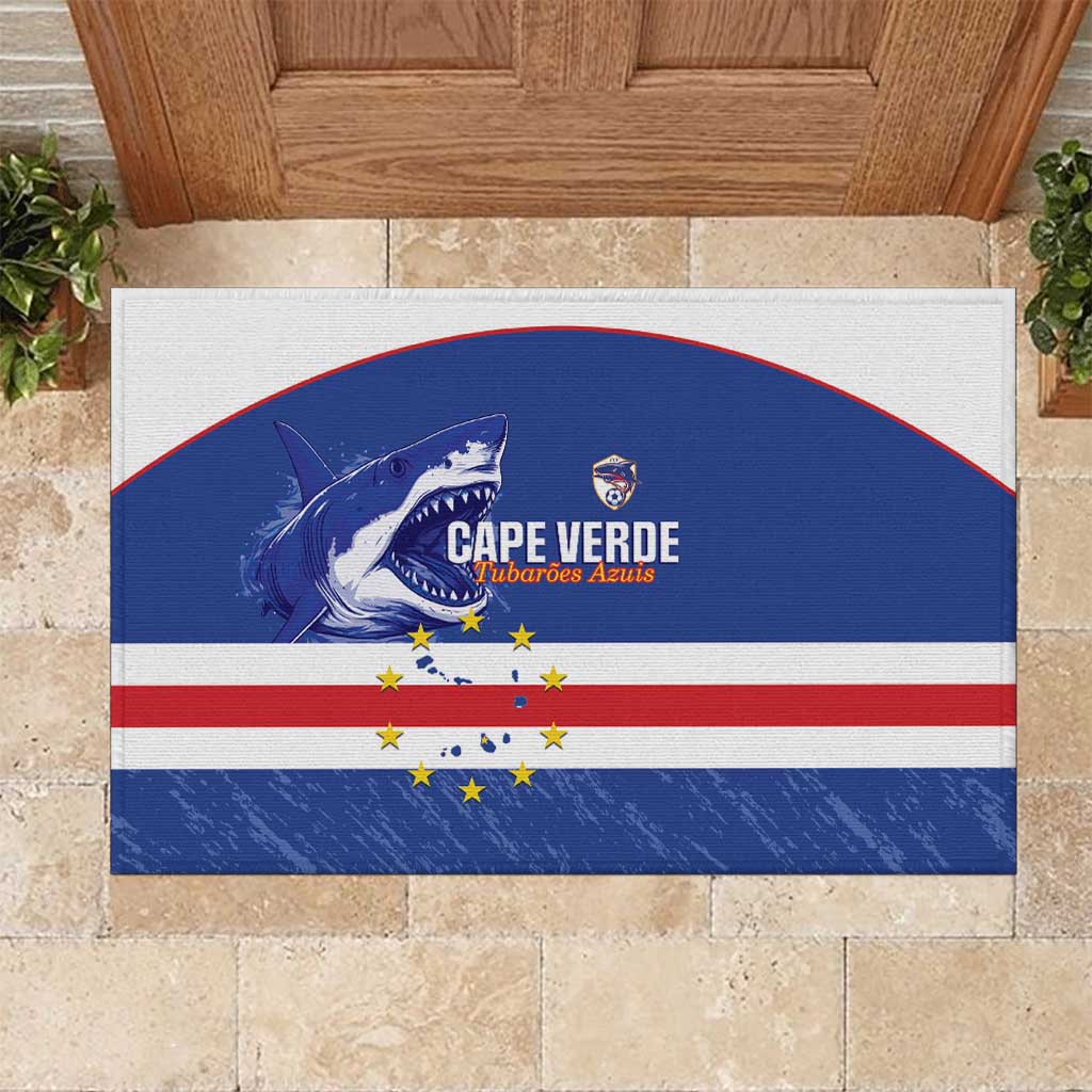 Cape Verde Football Rubber Doormat Come On Tubaroes Azuis Shark - African Pride