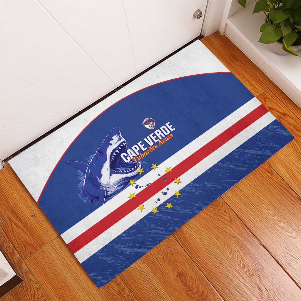 Cape Verde Football Rubber Doormat Come On Tubaroes Azuis Shark - African Pride
