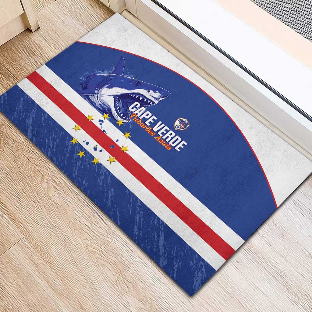 Cape Verde Football Rubber Doormat Come On Tubaroes Azuis Shark - African Pride
