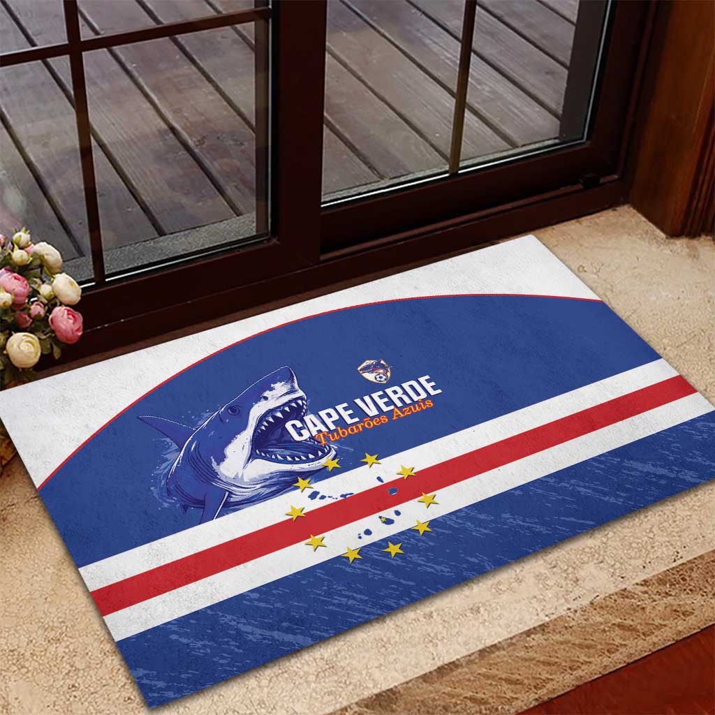 Cape Verde Football Rubber Doormat Come On Tubaroes Azuis Shark - African Pride