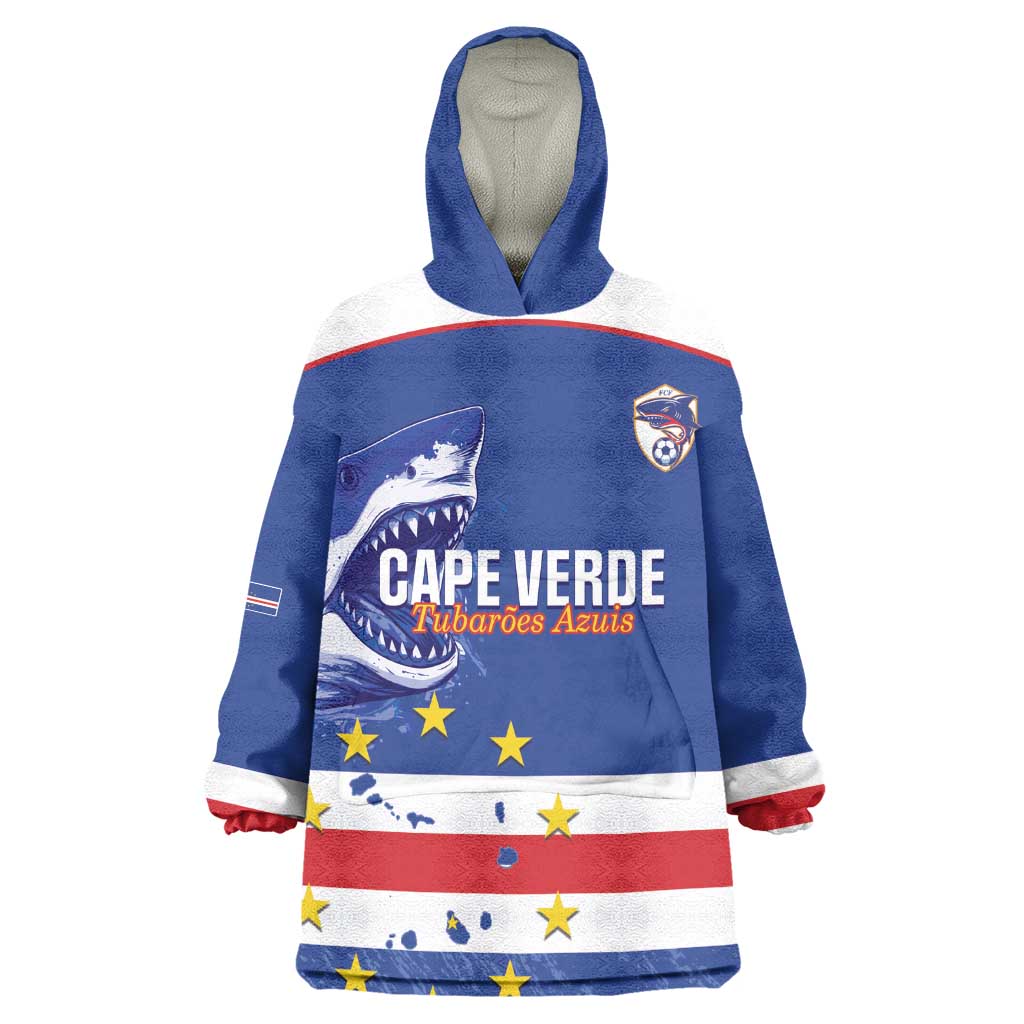 Cape Verde Football Custom Wearable Blanket Hoodie Come On Tubaroes Azuis Shark - African Pride