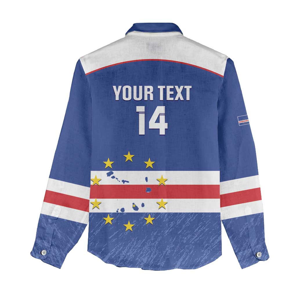 Cape Verde Football Custom Women Casual Shirt Come On Tubaroes Azuis Shark - African Pride