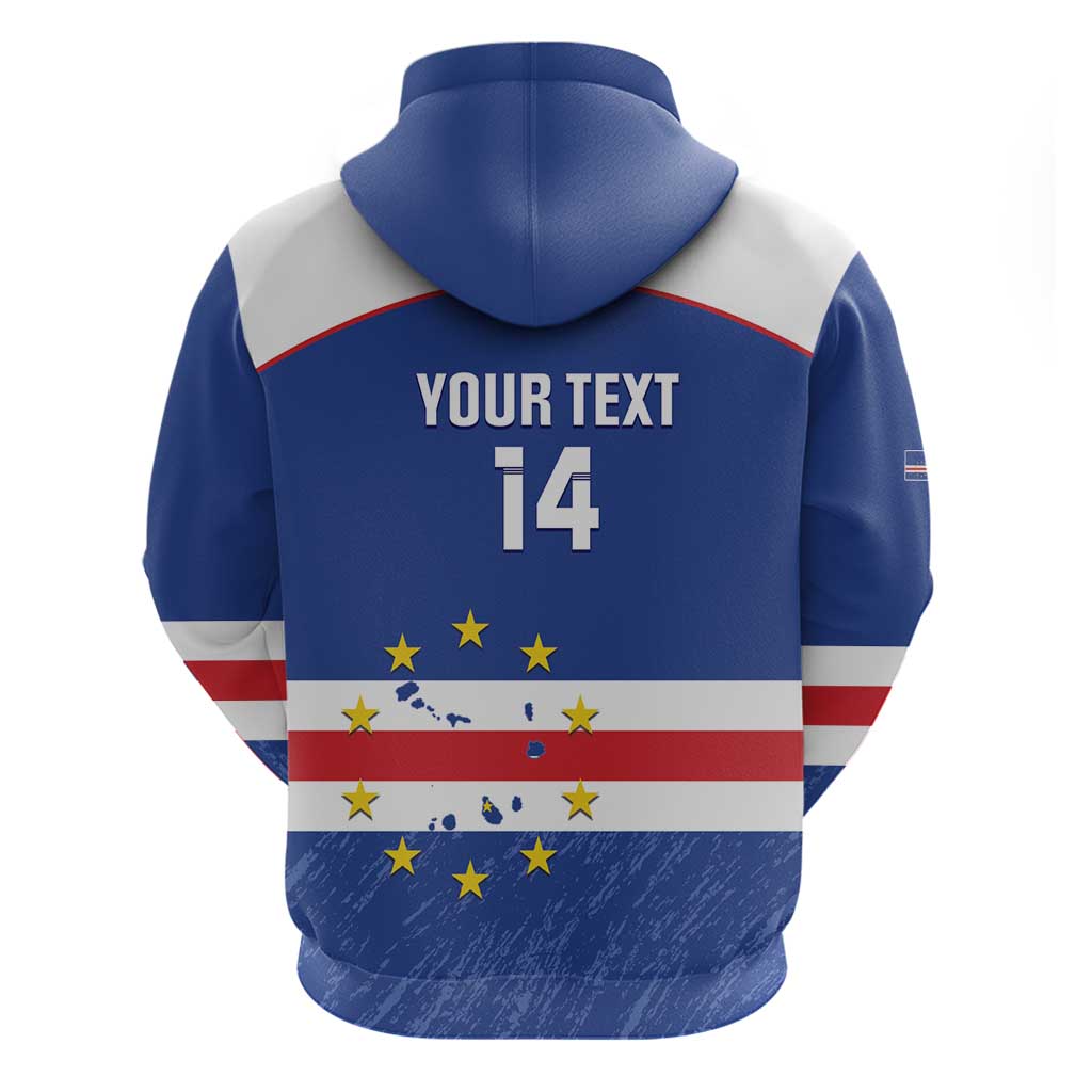 Cape Verde Football Custom Zip Hoodie Come On Tubaroes Azuis Shark - African Pride
