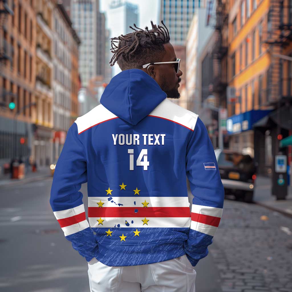 Cape Verde Football Custom Zip Hoodie Come On Tubaroes Azuis Shark - African Pride