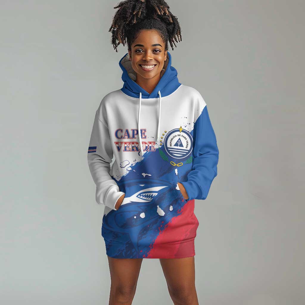 Cape Verde Football Custom Hoodie Dress Tubaroes Azuis Glory World Cup - African Pride