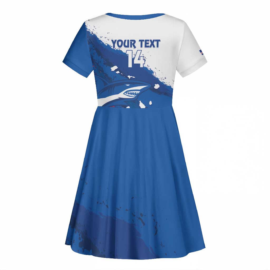 Cape Verde Football Custom Kid Short Sleeve Dress Tubaroes Azuis Glory World Cup - African Pride