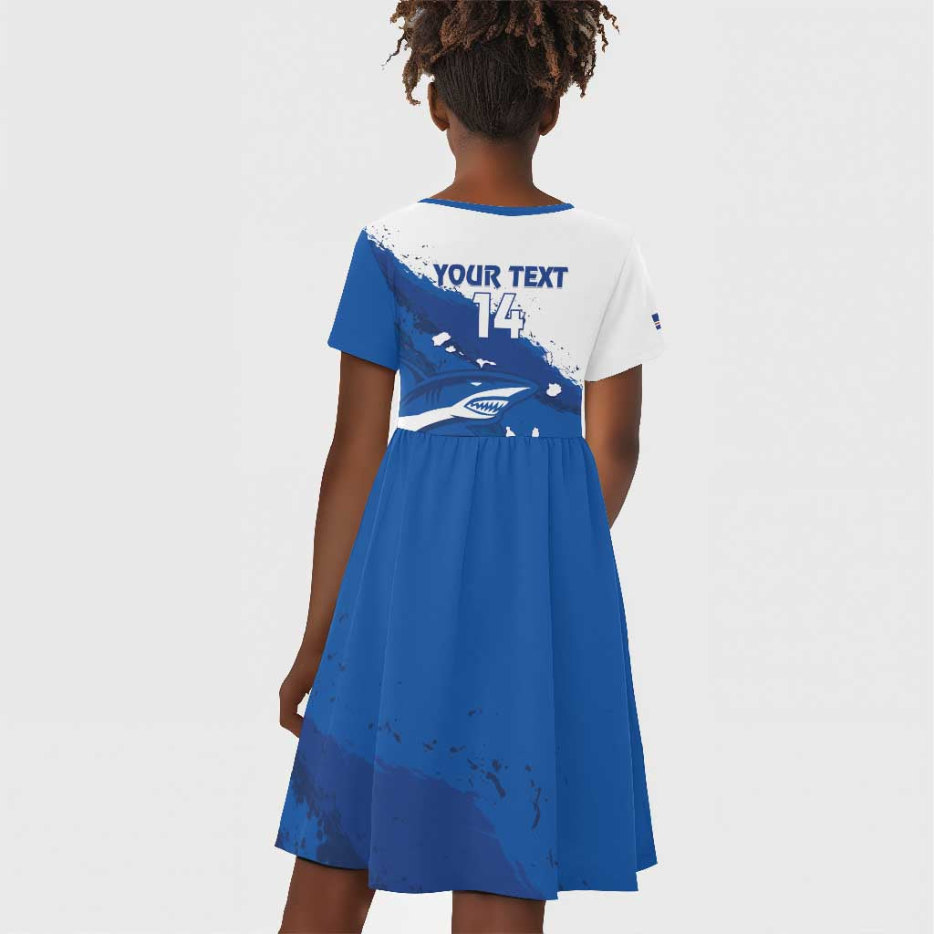 Cape Verde Football Custom Kid Short Sleeve Dress Tubaroes Azuis Glory World Cup - African Pride