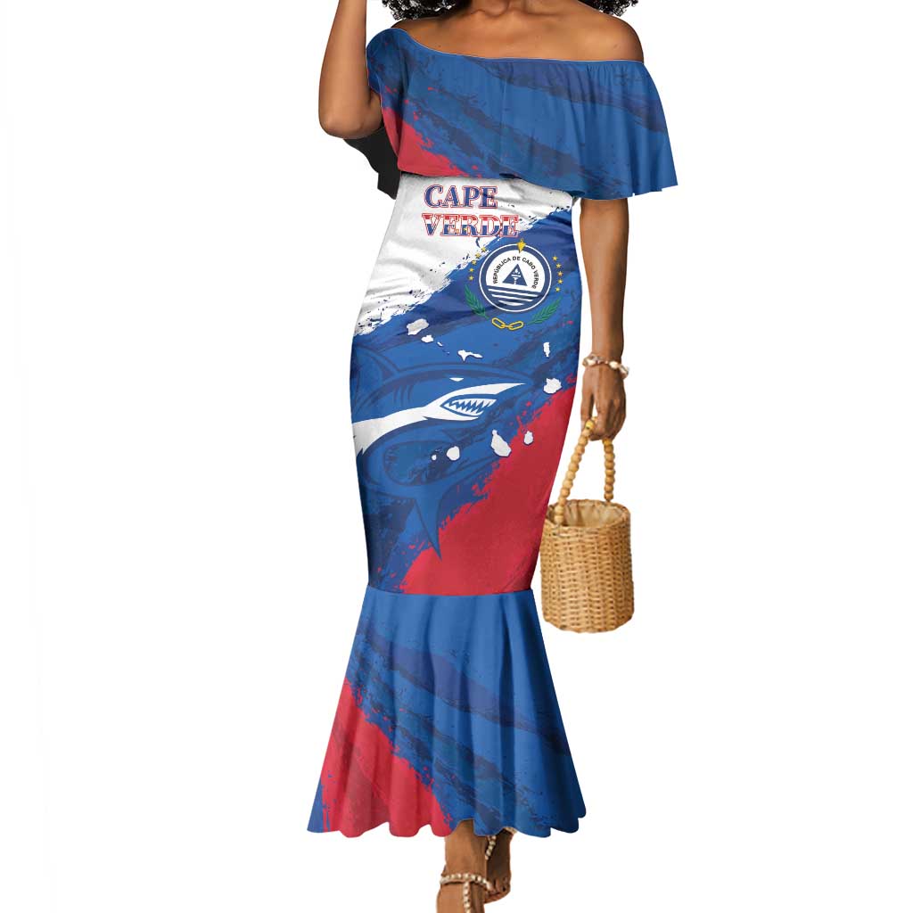 Cape Verde Football Custom Mermaid Dress Tubaroes Azuis Glory World Cup - African Pride