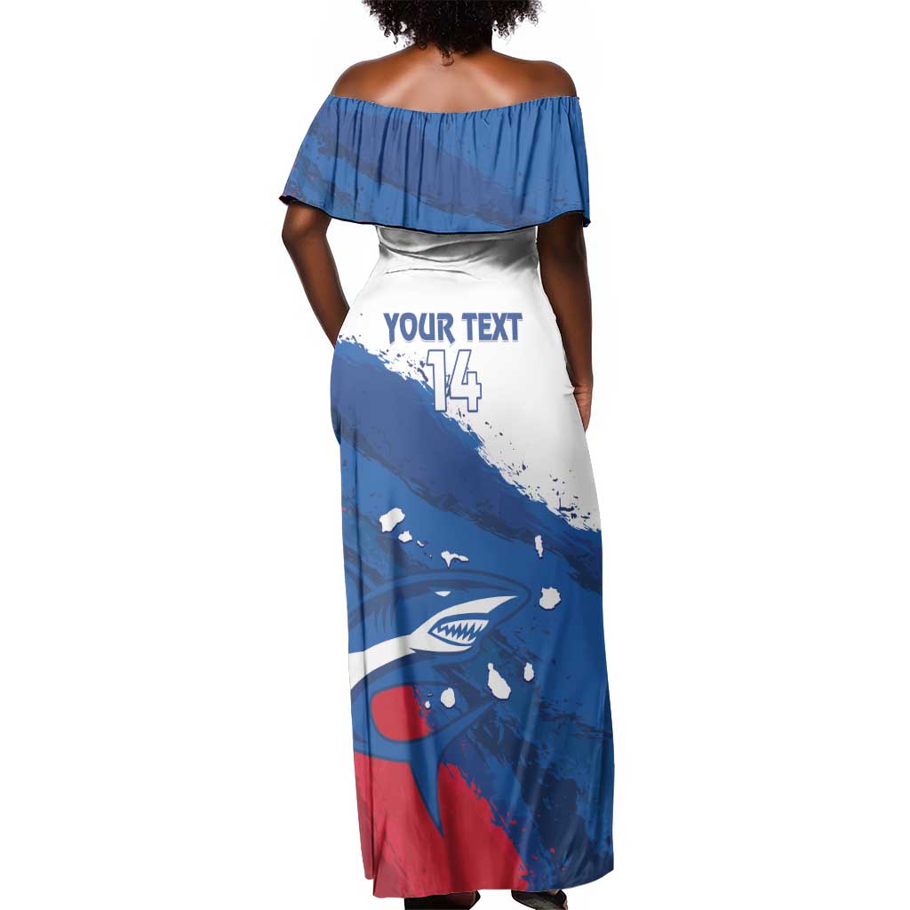 Cape Verde Football Custom Off Shoulder Maxi Dress Tubaroes Azuis Glory World Cup - African Pride