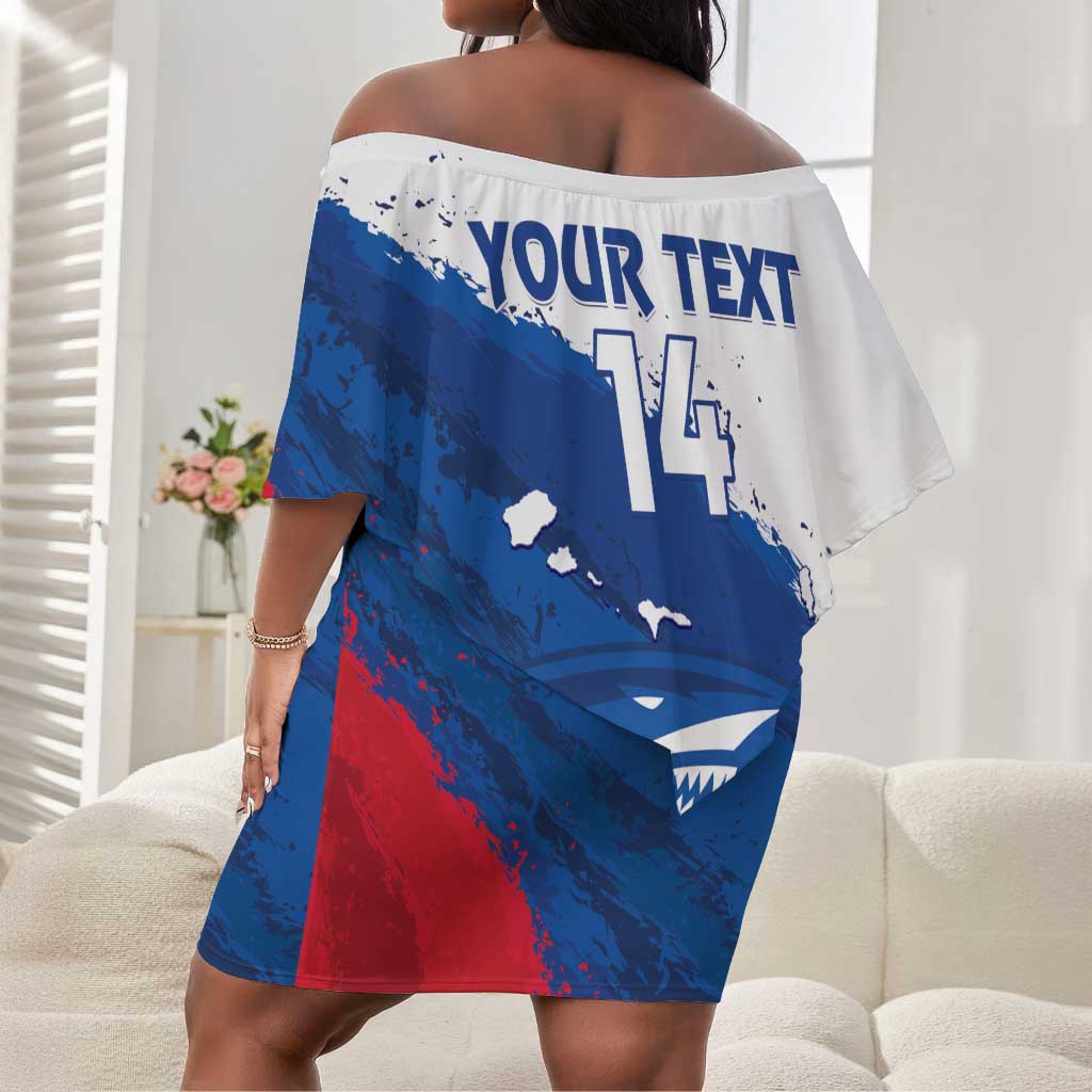 Cape Verde Football Custom Off Shoulder Short Dress Tubaroes Azuis Glory World Cup - African Pride