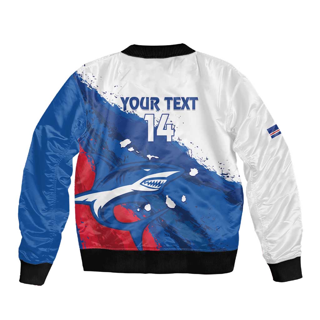 Cape Verde Football Custom Sleeve Zip Bomber Jacket Tubaroes Azuis Glory World Cup - African Pride