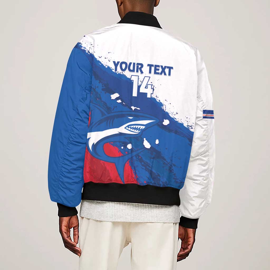 Cape Verde Football Custom Sleeve Zip Bomber Jacket Tubaroes Azuis Glory World Cup - African Pride