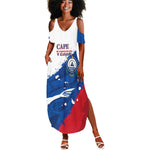 Cape Verde Football Custom Summer Maxi Dress Tubaroes Azuis Glory World Cup - African Pride