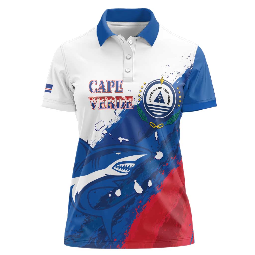 Cape Verde Football Custom Women Polo Shirt Tubaroes Azuis Glory World Cup - African Pride