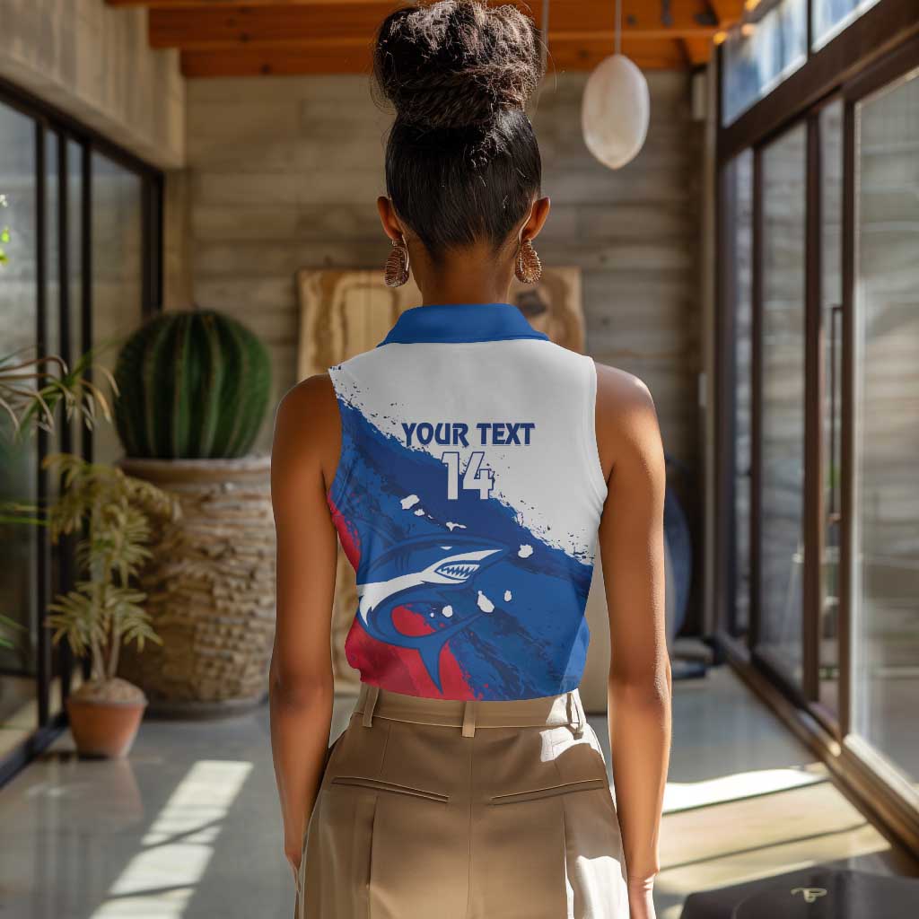 Cape Verde Football Custom Women Sleeveless Polo Shirt Tubaroes Azuis Glory World Cup - African Pride