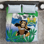 Personalised Afro Sierra Leone Bedding Set Chimp With Drum - Happy Independence Day