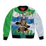 Personalised Afro Sierra Leone Bomber Jacket Chimp With Drum - Happy Independence Day