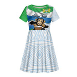 Personalised Afro Sierra Leone Kid Short Sleeve Dress Chimp With Drum - Happy Independence Day