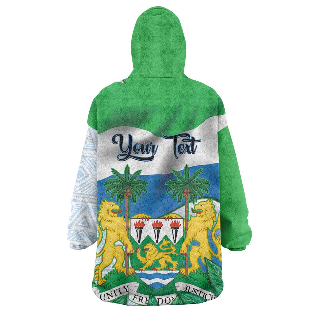 Personalised Afro Sierra Leone Kid Wearable Blanket Hoodie Chimp With Drum - Happy Independence Day