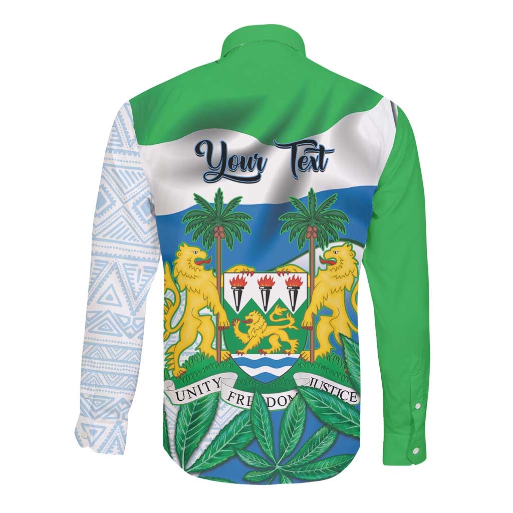 Personalised Afro Sierra Leone Long Sleeve Button Shirt Chimp With Drum - Happy Independence Day