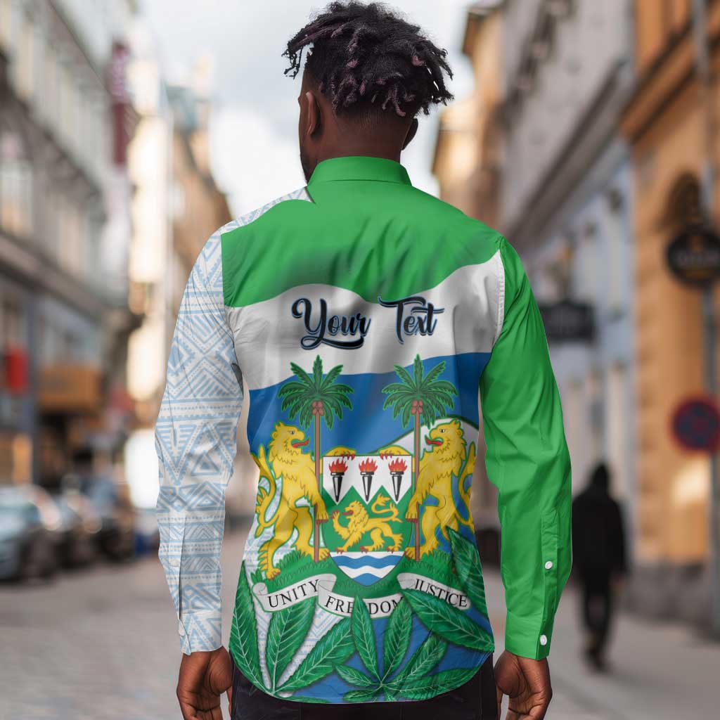 Personalised Afro Sierra Leone Long Sleeve Button Shirt Chimp With Drum - Happy Independence Day
