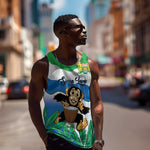 Personalised Afro Sierra Leone Men Tank Top Chimp With Drum - Happy Independence Day