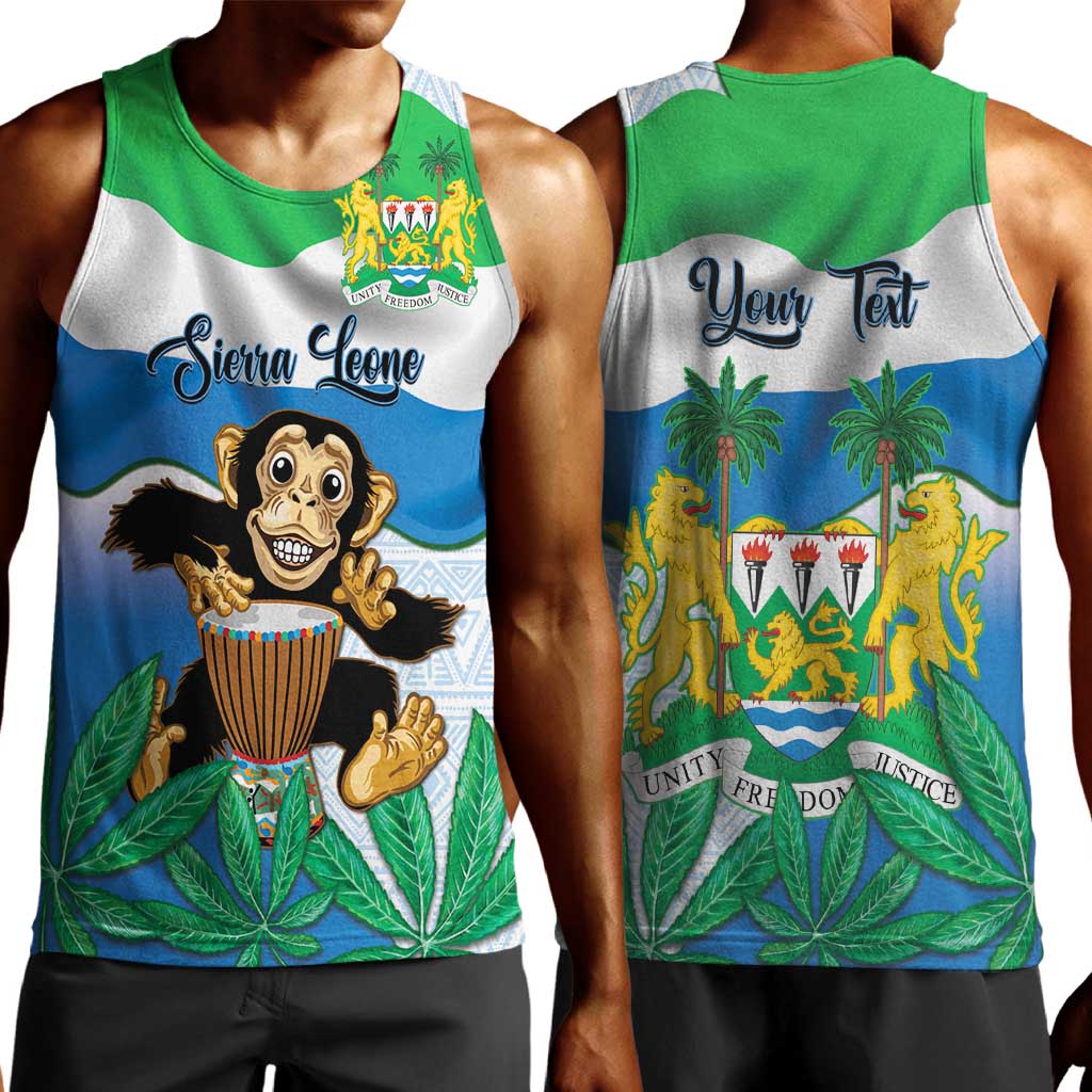 Personalised Afro Sierra Leone Men Tank Top Chimp With Drum - Happy Independence Day