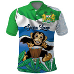Personalised Afro Sierra Leone Polo Shirt Chimp With Drum - Happy Independence Day