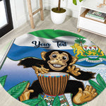 Personalised Afro Sierra Leone Round Carpet Chimp With Drum - Happy Independence Day