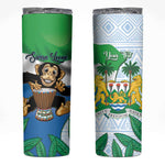 Personalised Afro Sierra Leone Skinny Tumbler Chimp With Drum - Happy Independence Day