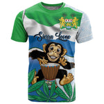 Personalised Afro Sierra Leone T shirt Chimp With Drum - Happy Independence Day