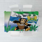 Personalised Afro Sierra Leone Tablecloth Chimp With Drum - Happy Independence Day