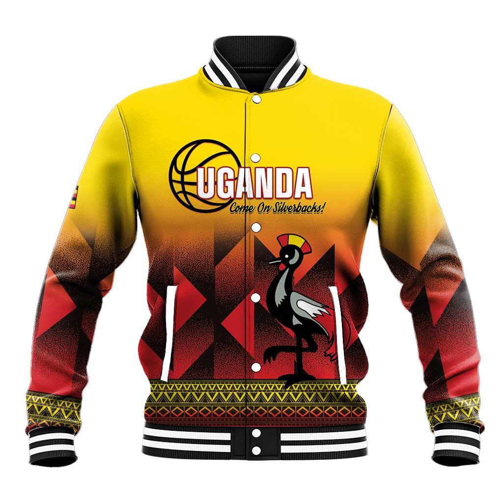 Afro Basketball Custom Uganda Baseball Jacket Come On Silverbacks African Pattern - African Pride