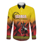 Afro Basketball Custom Uganda Long Sleeve Button Shirt Come On Silverbacks African Pattern - African Pride
