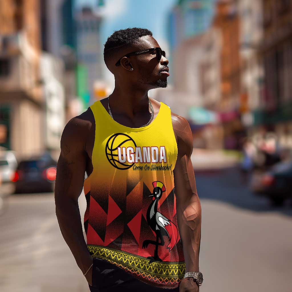 Afro Basketball Custom Uganda Men Tank Top Come On Silverbacks African Pattern - African Pride