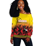 Afro Basketball Custom Uganda Off Shoulder Sweater Come On Silverbacks African Pattern - African Pride