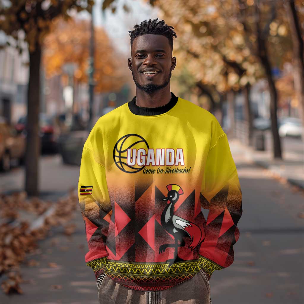 Afro Basketball Custom Uganda Sweatshirt Come On Silverbacks African Pattern - African Pride