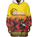 Afro Basketball Custom Uganda Wearable Blanket Hoodie Come On Silverbacks African Pattern - African Pride