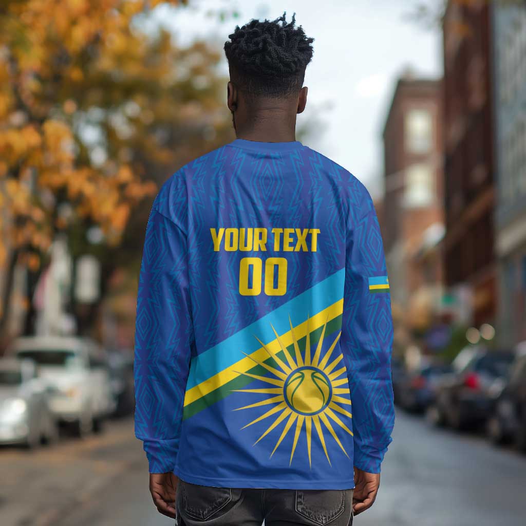 Afro Basketball Custom Rwanda Long Sleeve Shirt Go Champions Imigongo Folk Pattern - African Pride