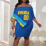 Afro Basketball Custom Rwanda Off Shoulder Short Dress Go Champions Imigongo Folk Pattern - African Pride