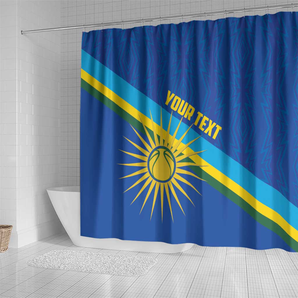 Afro Basketball Custom Rwanda Shower Curtain Go Champions Imigongo Folk Pattern - African Pride