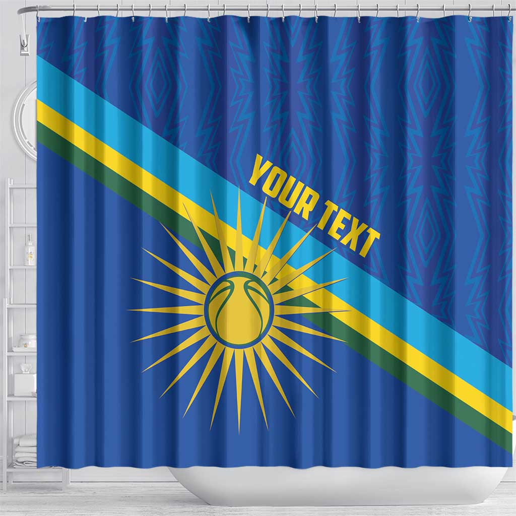 Afro Basketball Custom Rwanda Shower Curtain Go Champions Imigongo Folk Pattern - African Pride