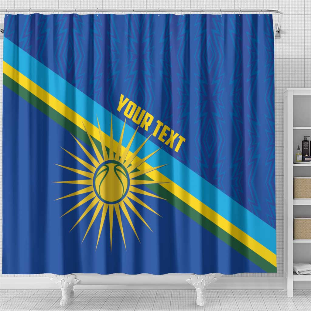 Afro Basketball Custom Rwanda Shower Curtain Go Champions Imigongo Folk Pattern - African Pride